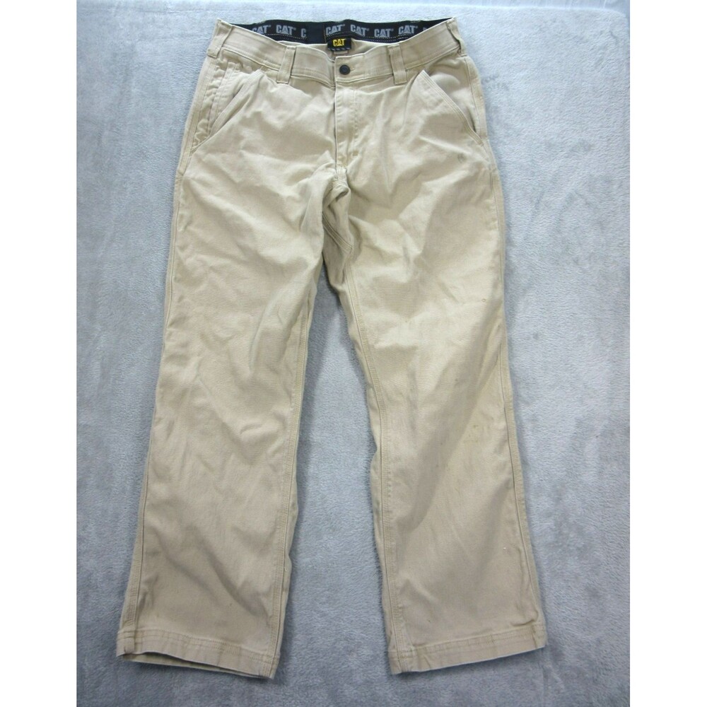 CAT Work Pants Mens 34x29 (Fits 30x27) Straight Fit Durable Utility Beige